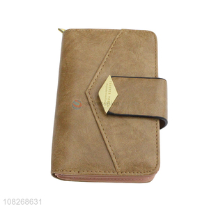 Wholesale pu leather bifold zipper pocket clutch wallets for women