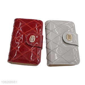 Good price glossy pu leather women wallet card holder coin purse