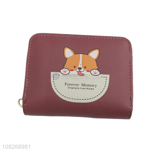 Good quality small wallet cartoon animal pu leather clutch wallet