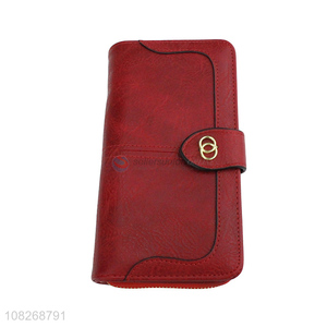 Wholesale oil wax pu leather bifold wallets card holder clutch purse