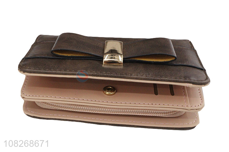 New arrival fashion bowknot bifold women wallet purse card holder