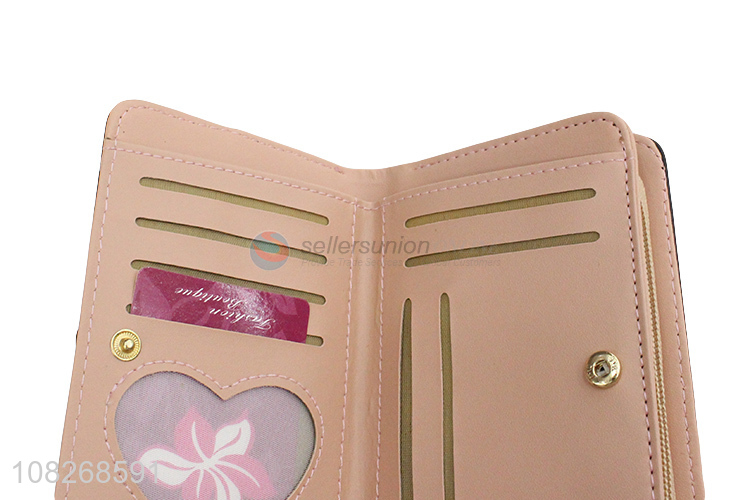 Factory price large capacity pu leather women wallet coin purse