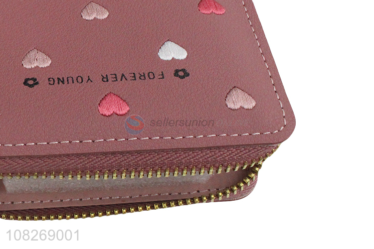 New arrival embroidered women wallet zipper pocket wallet with tassel