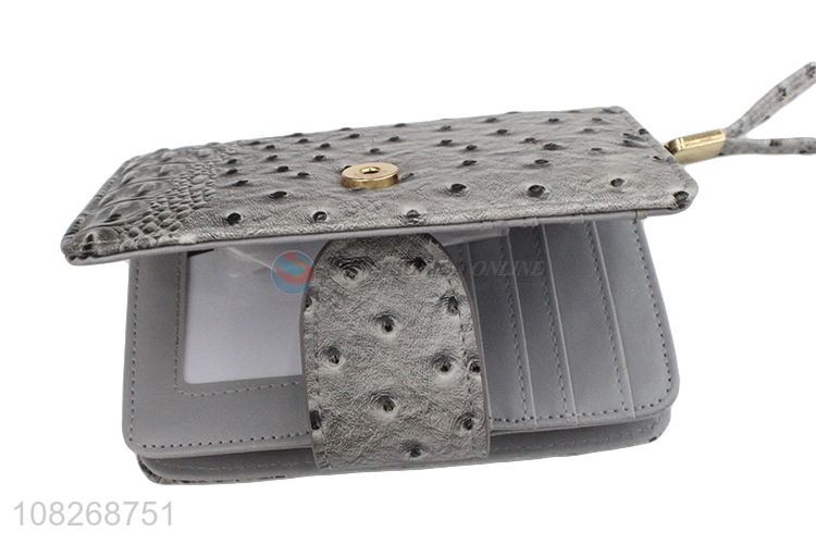 China supplier embossed crocodile leather wallet card holder wristlet