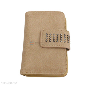 Good quality female <em>wallet</em> pu leather rivet clutch wallets for <em>women</em>