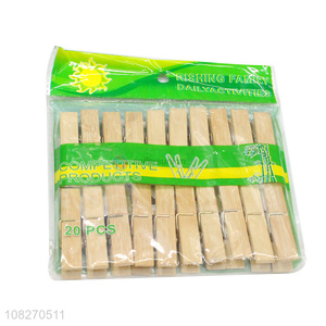 Best Price 20 Pieces Multipurpose Bamboo Clips Clothes Pegs