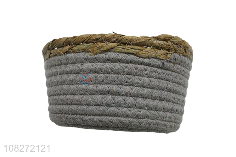 Factory supply small woven straw basket woven rope storage container