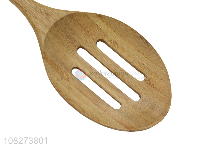 Wholesale natural bamboo slotted spoon bamboo cooking spoon for kitchen