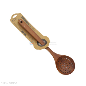 High quality wooden slotted spoon wooden slotted ladle for kitchen