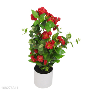 New product lifelike artificial flowers faux cloth flowers in plastic pot