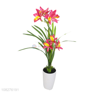 China factory lifelike plastic flowers artificial orchid flowers in pot