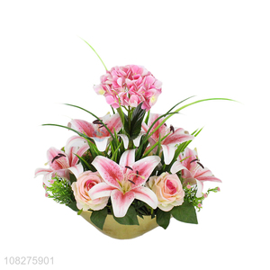 High quality artificial flowers fake flowers in pot for home decoration