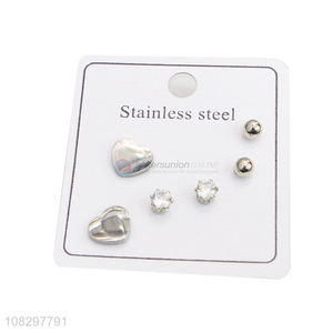 New arrival small stainless steel stud earrings set for women