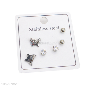 Hot selling hypoallergenic chic stainless steel stud earrings