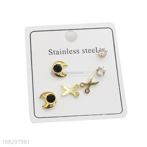 Best selling chic stainless steel stud earrings for women men