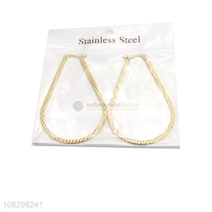 High quality stainless steel big textured earrings for women