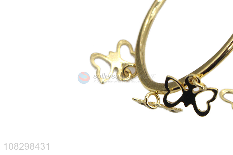 Factory price stainless steel butterfly pendant hoop earrings