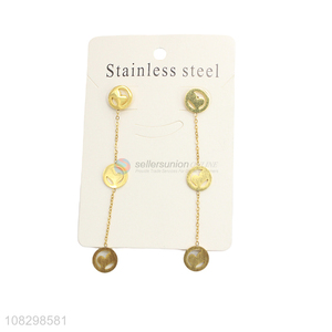 Wholesale chic stainless steel chain drop earrings stud earrings