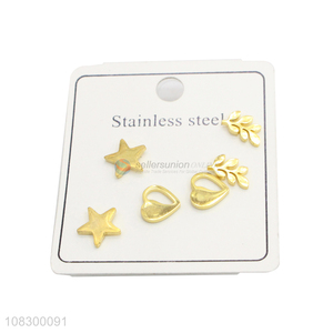 Factory Price 3 Pairs Stainless Steel Ear Stud Set