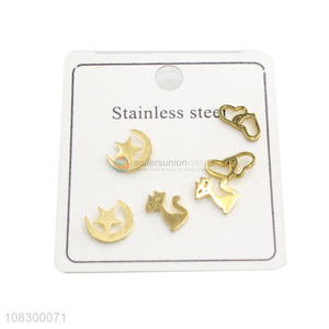 Custom Stainless Steel Stud Earrings Metal Ear Stud Set