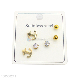 Custom 3 Pairs Stainless Steel Ear Stud Fashion Earrings Set