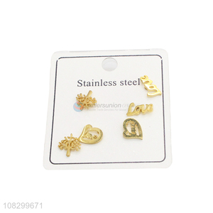 Good Price 3 Pairs Stainless Steel Ear Stud Wholesale