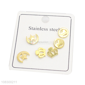 Good Sale Fashion Earrings Stainless Steel Ear Stud Set