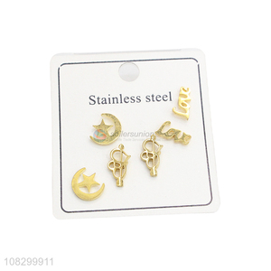 Custom Stylish Metal Earrings Stainless Steel Ear Stud Set