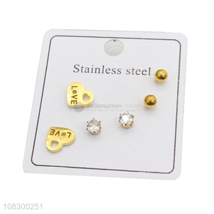 Good Sale Stainless Steel Ear Stud Tiny Stud Earrings Set