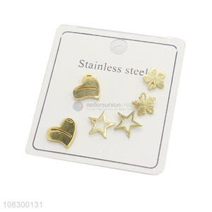 Low Price Stainless Steel Ear Stud Golden Earrings