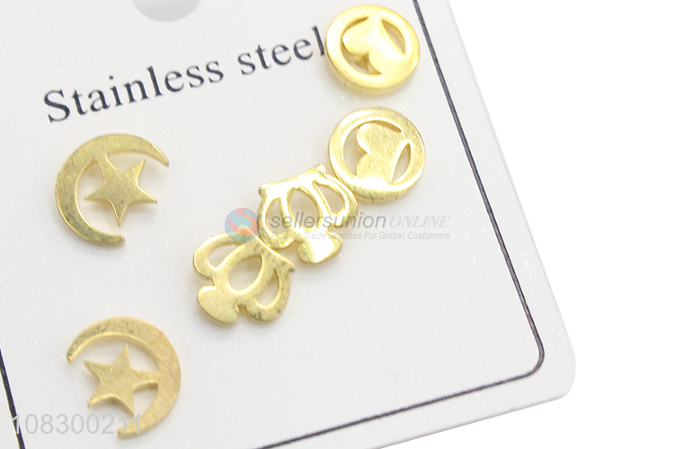 Good Sale Fashion Earrings Stainless Steel Ear Stud Set