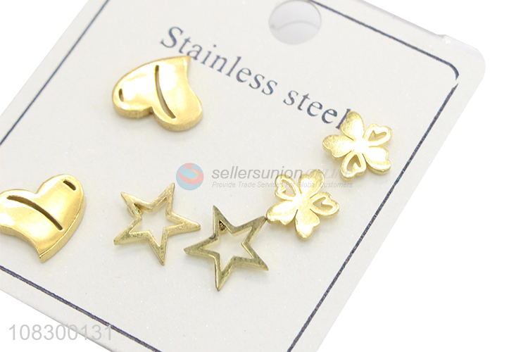 Low Price Stainless Steel Ear Stud Golden Earrings