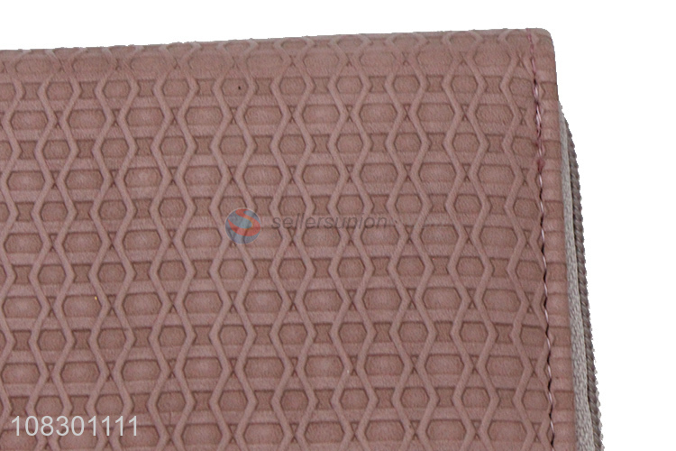 High quality pu leather zipper wallet embossed clutch purse