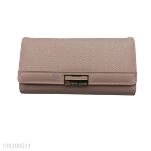 China imports pu leather trifold women wallets ladies clutch