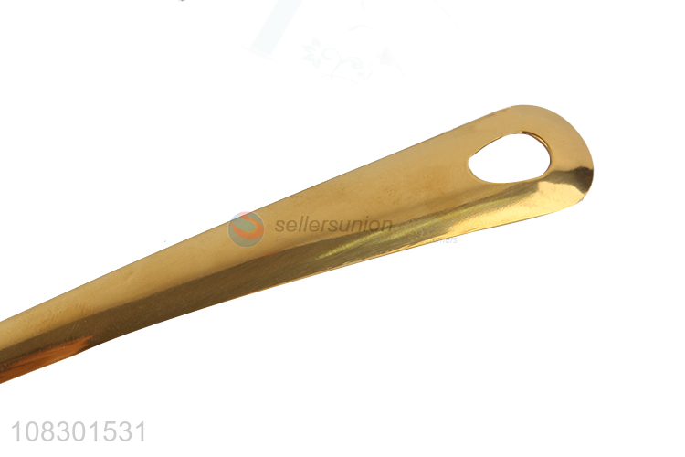 Good selling golden long handlle household slotted ladle spoon