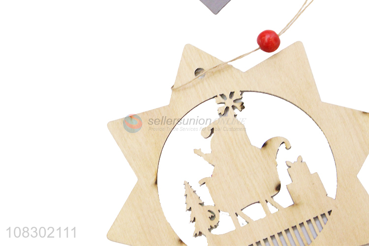 New arrival Santa Claus hanging decoration hollow wooden ornament