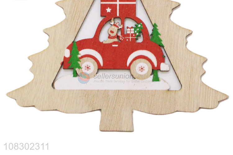 Good quality Christmas tree painted wood Christmas pendant