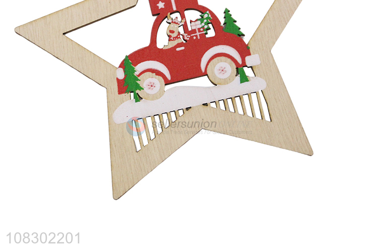 Yiwu wholesale hollow wooden pendant Christmas party decoration