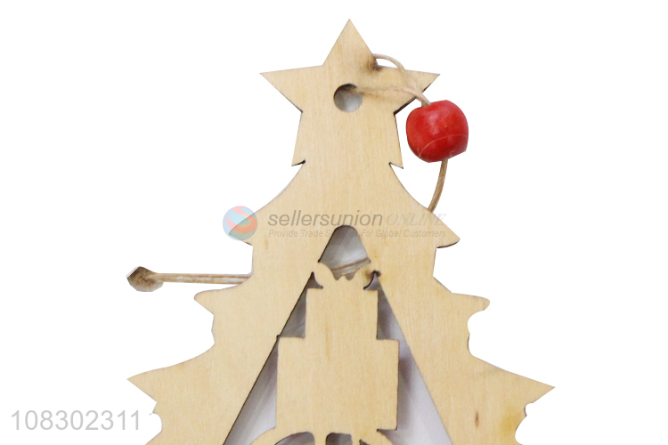 Good quality Christmas tree painted wood Christmas pendant