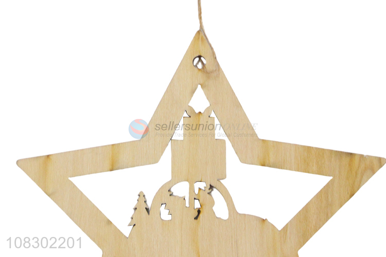 Yiwu wholesale hollow wooden pendant Christmas party decoration