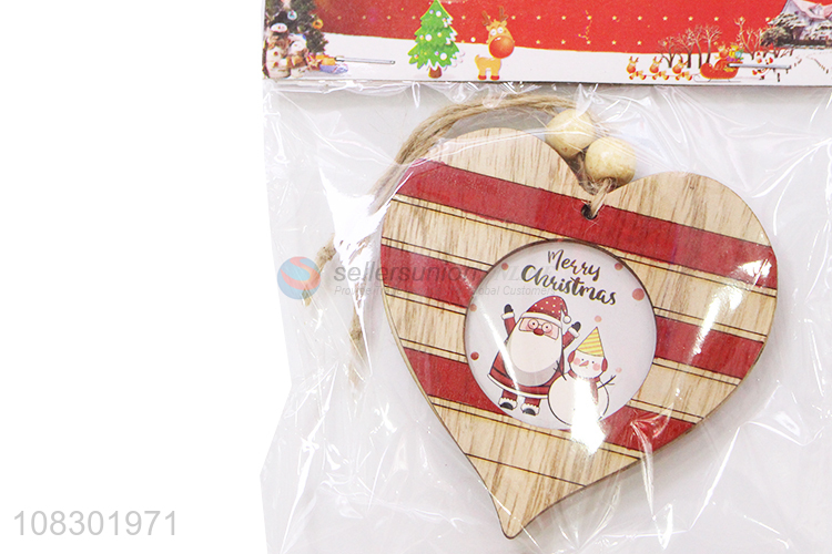 Factory wholesale wooden heart hanging decoration for christmas