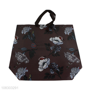 Custom fashion flower printed non-woven tote shopping bag
