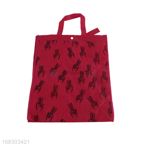 Factory direct sale red folding daily use tote shopping bag