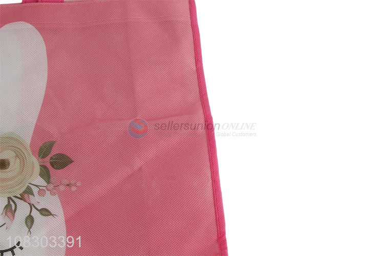 China factory rabbit pattern pink tote shopping bag wholesale