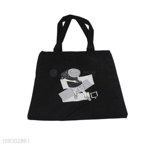 China wholesale black durable canvas bag shopping bag