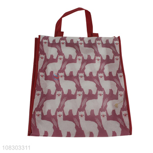 Cute design alpaca pattern folding tote shopping bag