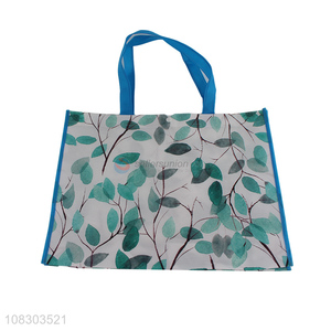 Latest design leaves printed fashion tote shopping bag wholesale