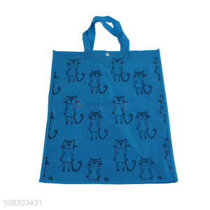 Top quality cartoon printed blue tote shopping bag for sale