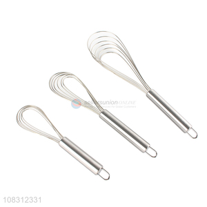 Yiwu wholesale silver stainless steel egg whisk manual stirring tool