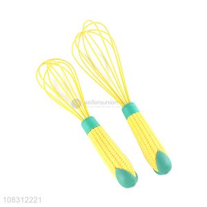 Low price kitchen food-grade stainless steel egg whisk with plastic handle